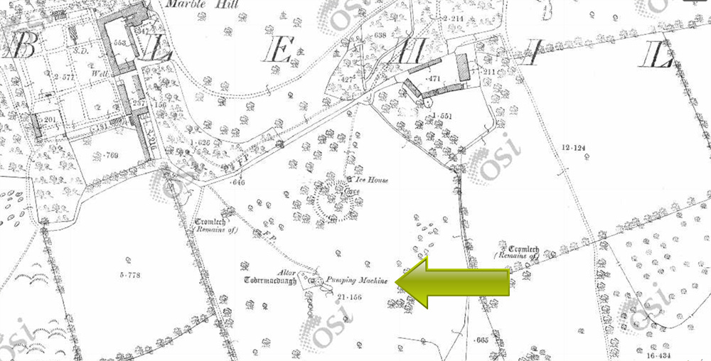 Map of Marblehill water pump 18th century